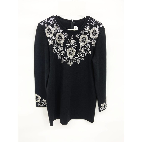 Outlander Tops - Womens Outlander Black Embroidered Long Sleeve Blouse Back Zip Size M